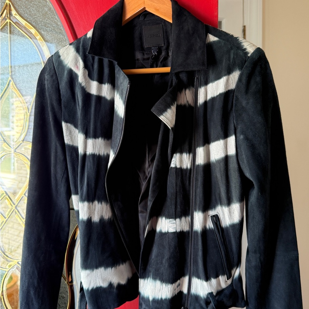 Joey Black and White Bomber Jacket with Bold Stripes